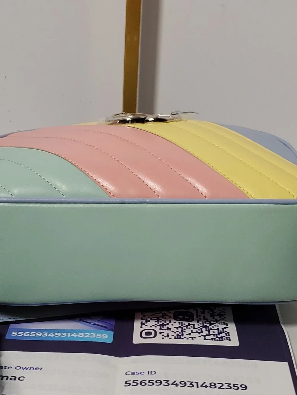 Gucci Marmont Quilted Camera Pastel Stripe Camera Bag -Blue, Pink, Yellow & Mint - Picture 8 of 12
